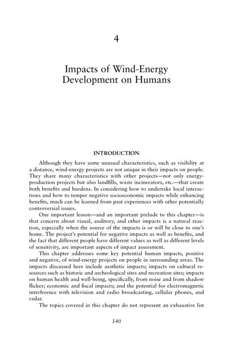 Impacts Of Wind Energy Development On Humans Environmental Impacts