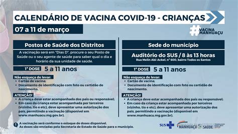 Prefeitura Municipal de Manhuaçu Calendário da Vacina contra Covid 19