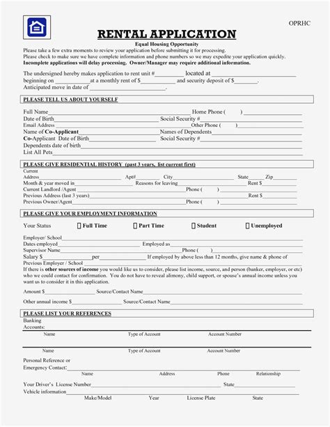 Free Printable Rental Application Form Write A Rental Application