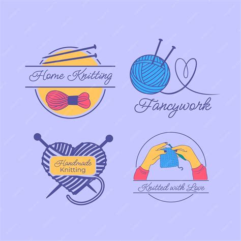 Premium Vector Hand Drawn Knitting Logo Template