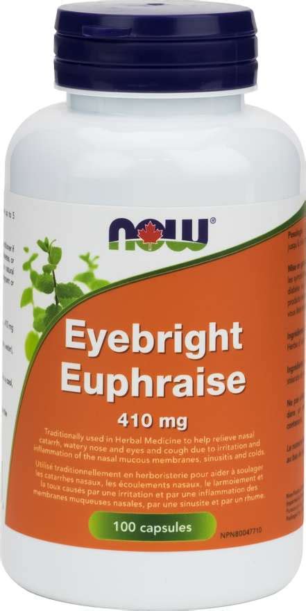 Now Eyebright 410 Mg 100 Vegi Caps Your Health Food Store And So