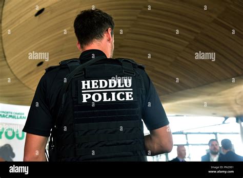 Armed police. South Wales police officers, Heddlu/Police are pictured ...