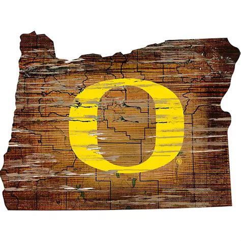 Fan Creations University Of Oregon Distressed State Logo Sign Academy