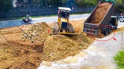 Fantastic Extreme Bulldozer Komatsu Pushing Soil Fill The Land Near