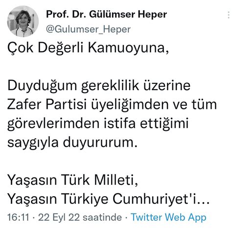 Vaziyet on Twitter Zafer Partisi nde bir istifa daha gerçekleşti