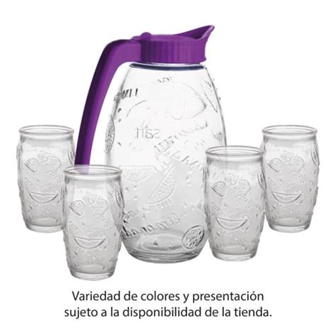 Juego De Agua Glaze De Vidrio Piezas L Jarra Y Vasos De Ml