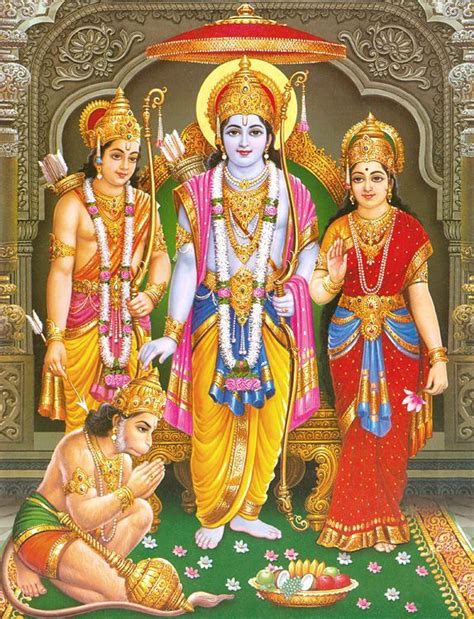 Picture Of Hindu Gods Laksman Rama Sita And Hanuman India Asia