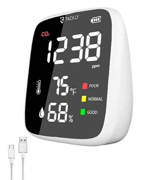 Tackly Co2 Detector With Air Quality Monitor Carbon Dioxide Detector Humidity