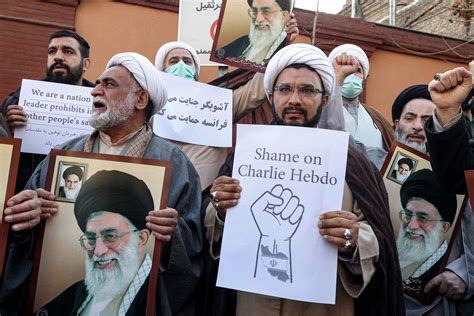 Iranians Protest In Front Of French Embassy In Tehran Over Cartoon