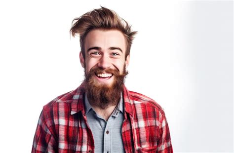 Premium Ai Image A Man With A Beard Wearing A Red Plaid Shirt