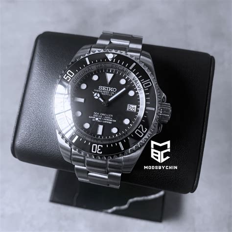 Built Seiko Deepsea Sea Dweller Black And Silver Mod Mens Fashion