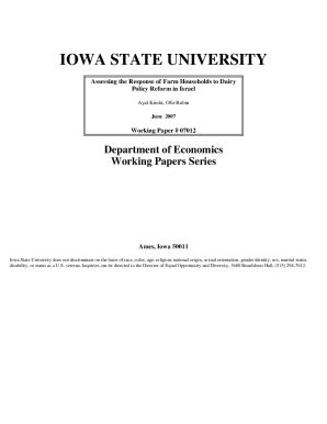 Fillable Online Www2 Econ Iastate Assessing The Response Of Farm