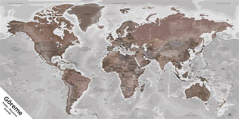 Mappemonde Aluminium Dibond Carte Monde Métallique Achat