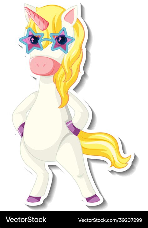 Cute unicorn stickers with a funny unicorn Vector Image