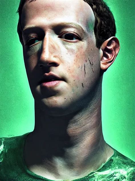 Portrait Of A Mark Zuckerberg Skin Peeling Away To Stable Diffusion