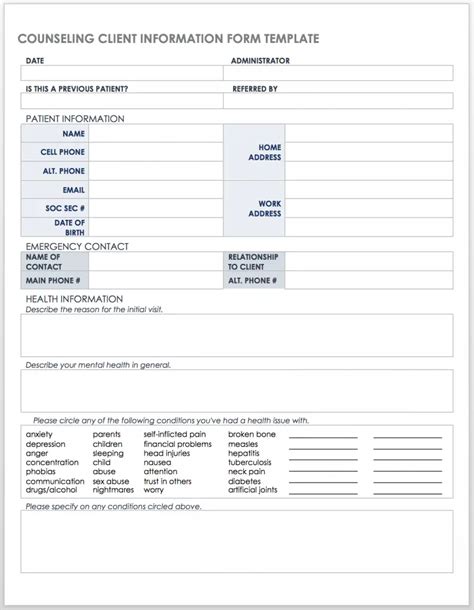 Client Information Sheet Template Word Free