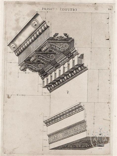 Labacco Antonio 1495 1567 Architectural Pediment Drawing