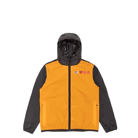 Cdg Play X K Way Hoodie Full Zip Orange Black Nrml