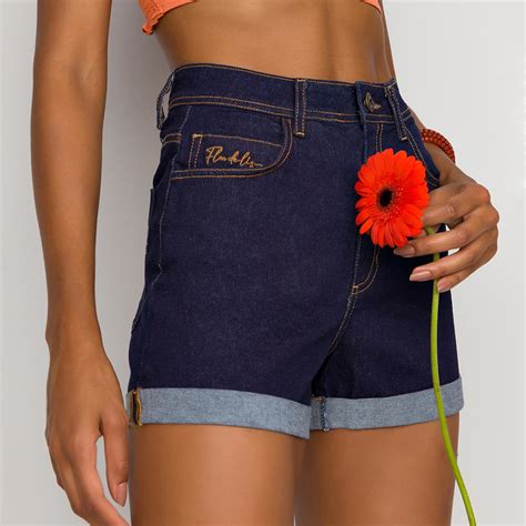 Shorts Jeans Barra Dobrada Flor De Lis Pole Modas