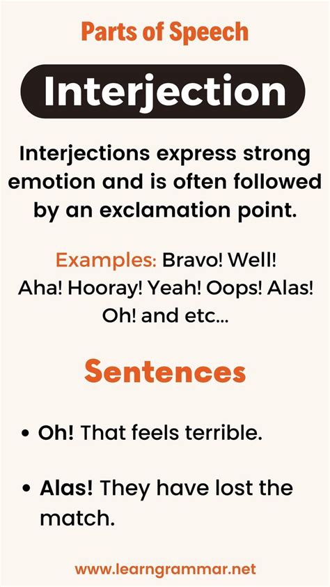 Parts Of Speech Interjection Interjections Parts Of Speech Learn