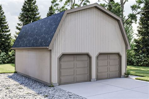 2-Car Single-Story Barn Style Garage with Attic Storage and Workshop Potential (Floor Plan)