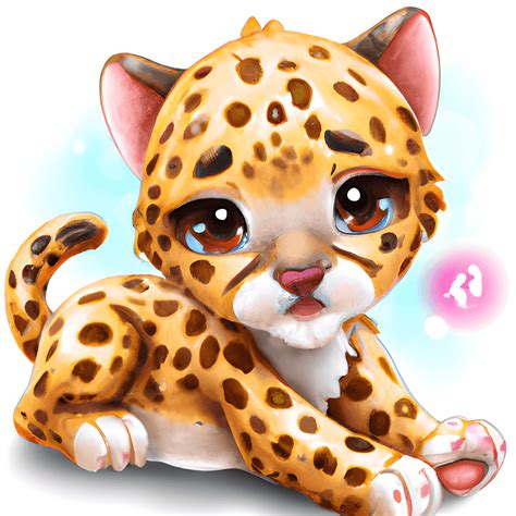 Kawaii Jaguar Cub Watercolor Graphic · Creative Fabrica