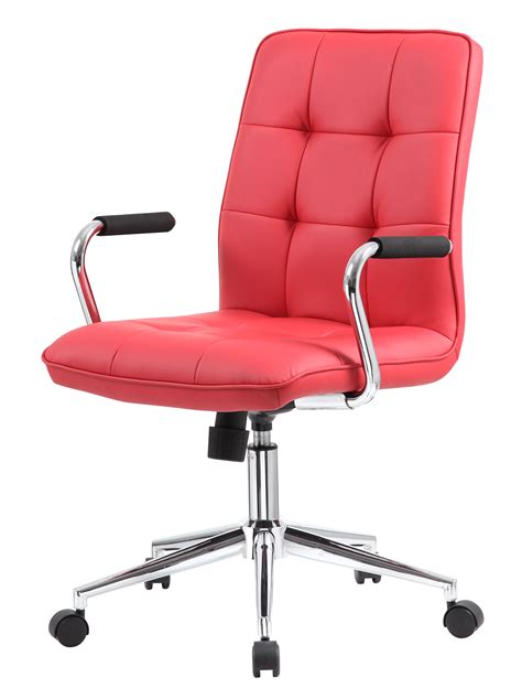 Modern Office Chair w/Chrome Arms-Red – BossChair