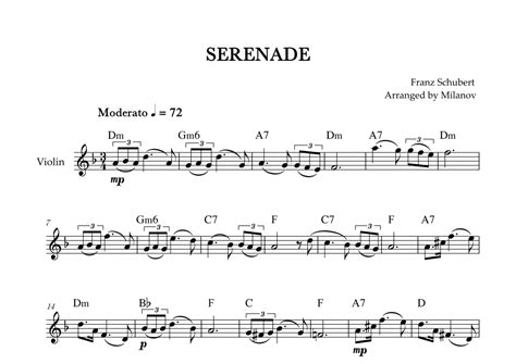 Serenade Schubert Violin Chords Arr Milanov Sheet Music