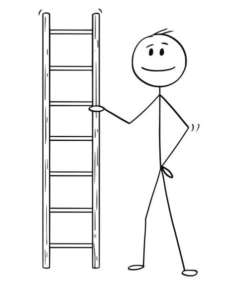 Stick Figure Climbing Ladder To Success Illustrations Royalty Free