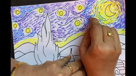 How To Draw Van Gogh Starry Night Step By Step Drawing A Starry Night By Vincent Van Gogh