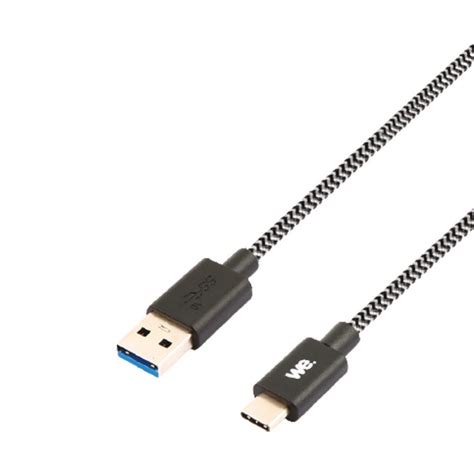 Câble Usb C Mâle Usb A Mâle Tressé 2m Noir Et Blanc