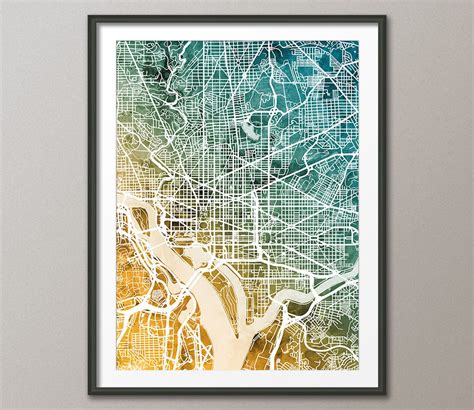 Washington DC Map City Street Map Art Print 3002 | Etsy