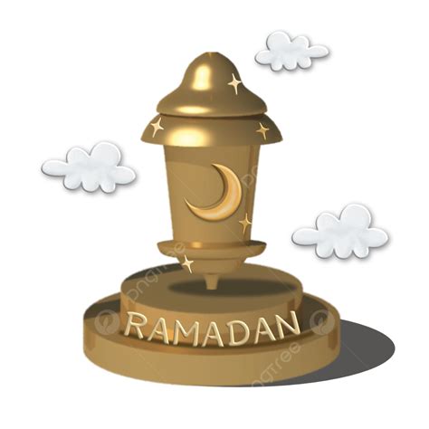 3d Ramadán Lámpara De Oro Linterna Decoración En Podio Ilustración