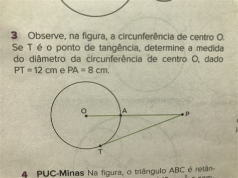 Observe Na Figura A Circunferência De Centro O Se T é O Ponto De