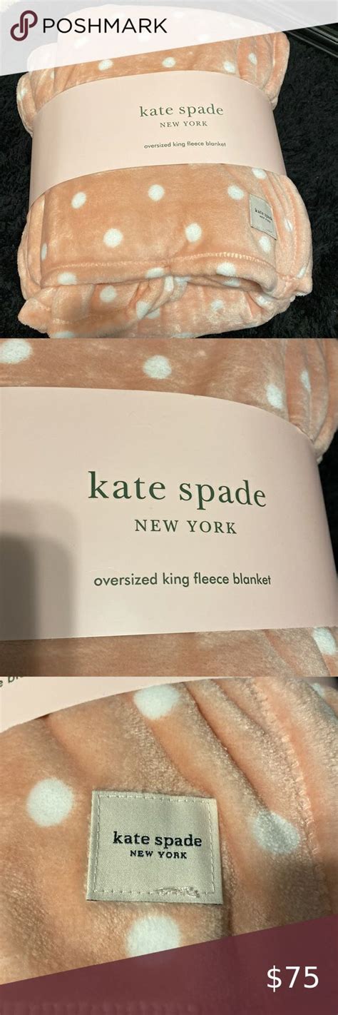 Brand New Kate Spade Oversized King Size Fleece Blanket Pink W White