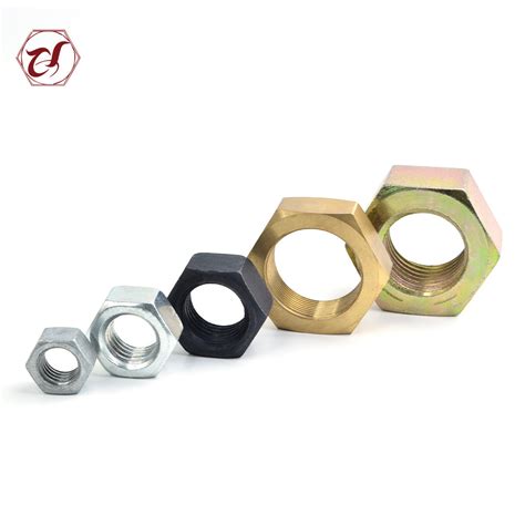 Black Yellow Zinc Plated Carbon Steel Hexagon Hex Nuts Din Iso