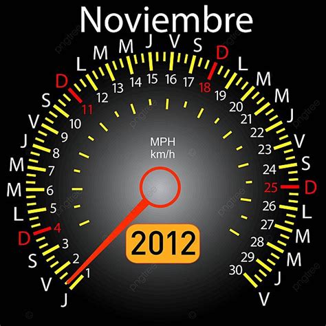 Calendario Del A O En Espa Ol Con Veloc Metro De Un Auto Noviembre