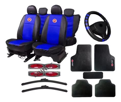 Kit Capas Couro Banco Carro Tapetes Volante Fiat Palheta