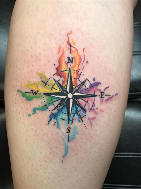 Watercolor Compass By Jaxin At Red Rockn Tattoos Las Vegas Tattoos