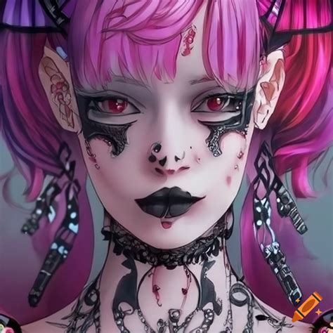 Colorful Goth Girl With Body Modifications On Craiyon