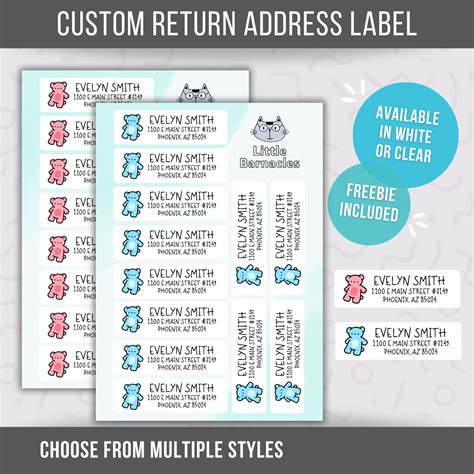 custom address labels return address labels sheet   personalized