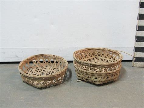 0410192 Small Bamboo Baskets ( H 6cm x Dia 21 ) x 3 off – Stockyard Prop and Backdrop Hire