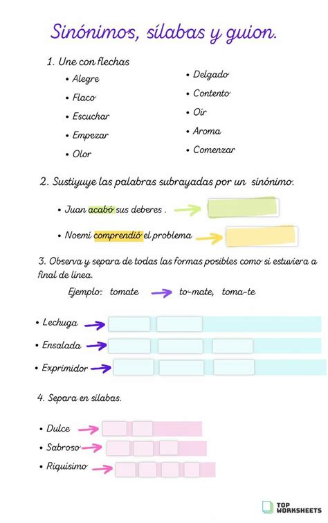 Sin Nimos S Labas Y Gui N Ficha Para Imprimir Topworksheets