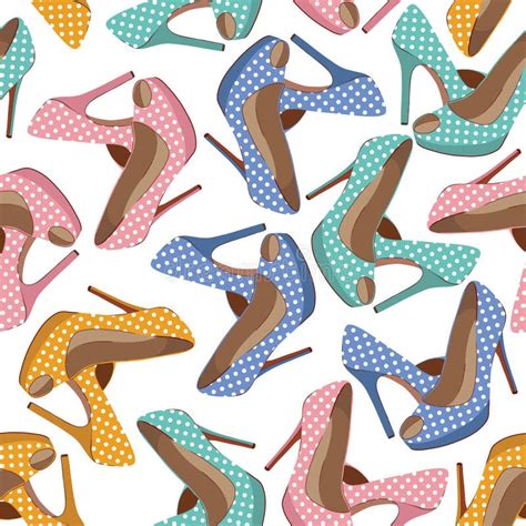 Beautiful Shoes Seamless Pattern Stock Vector Illustration Of