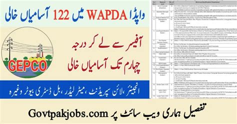 Gujranwala Electric Power Company Gepco Jobs Govtpakjobs