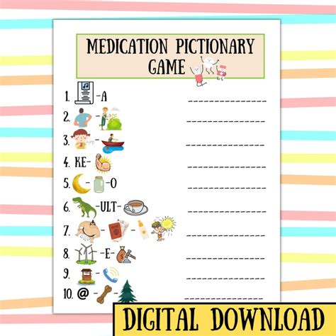 Buy Medication Pictionary Game With Answer Keypharmacy Hospital School