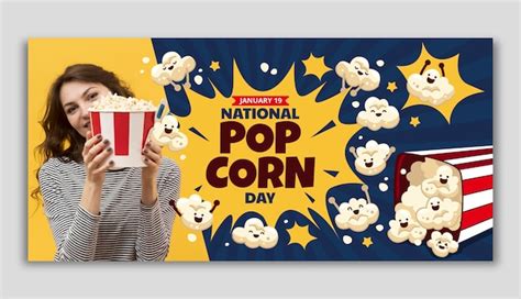 Free Vector Flat National Popcorn Day Horizontal Banner Template