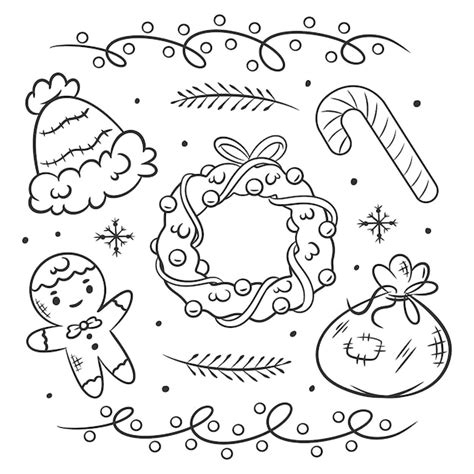 Premium Vector Set Of Hand Drawn Christmas Object Elements