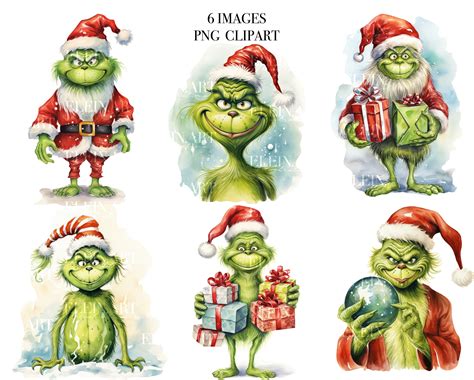 Christmas Grinch, Grinch Clipart, Grinch Watercolor, Christmas Clipart, Christmas Grinch ...