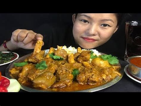 ASMR EATING SPICY MUTTON PAYA CURRY WHITE RICE EXTRA GRAVY SALAD